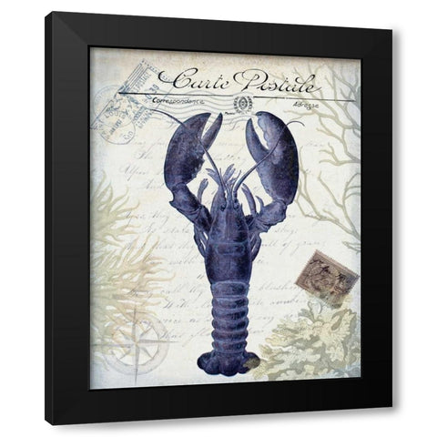 Seaside Postcard Cream d Black Modern Wood Framed Art Print by Fab Funky