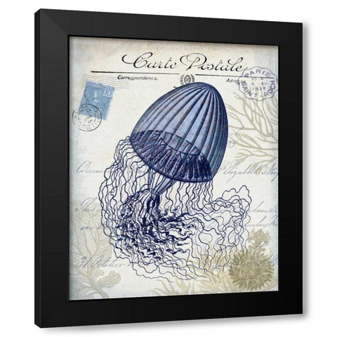 Seaside Postcard Cream f Black Modern Wood Framed Art Print with Double Matting by Fab Funky