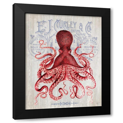 Octopus Prohibition Octopus On White Black Modern Wood Framed Art Print with Double Matting by Fab Funky