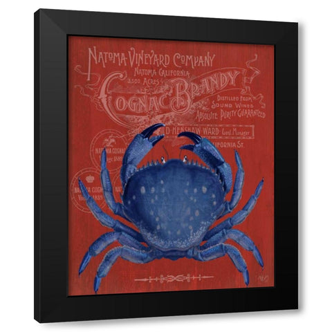 Crab Prohibition Crab On Red Black Modern Wood Framed Art Print by Fab Funky