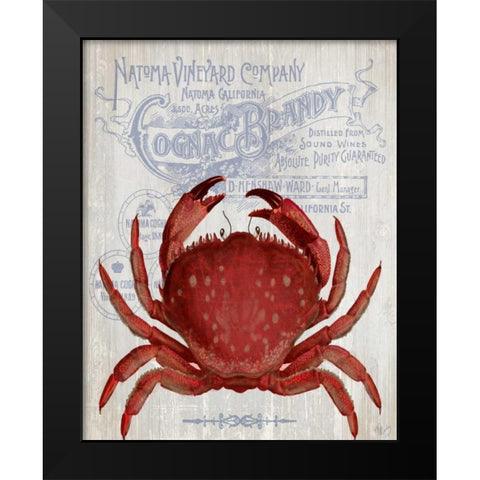 Crab Prohibition Crab On White Black Modern Wood Framed Art Print by Fab Funky