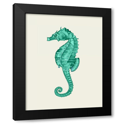 Seahorse in Green Black Modern Wood Framed Art Print by Fab Funky