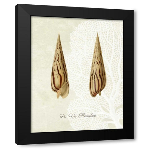 French Shell Print b Black Modern Wood Framed Art Print by Fab Funky