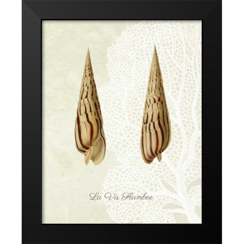 French Shell Print b Black Modern Wood Framed Art Print by Fab Funky