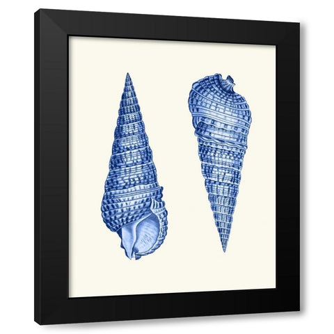 2 Blue Shells a Black Modern Wood Framed Art Print with Double Matting by Fab Funky