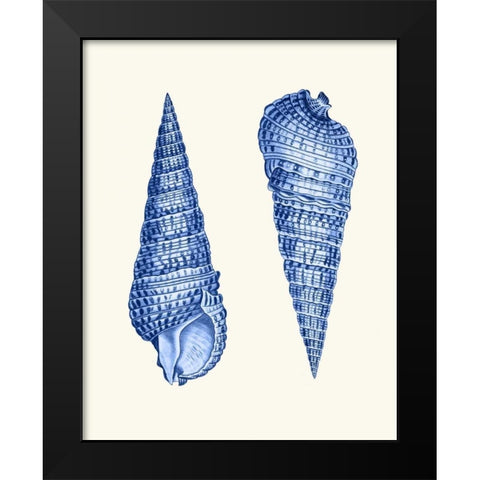 2 Blue Shells a Black Modern Wood Framed Art Print by Fab Funky