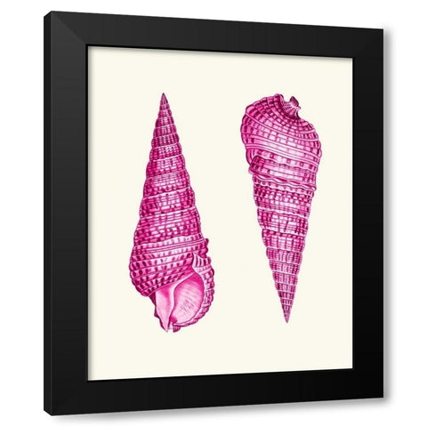 Pink Shells a Black Modern Wood Framed Art Print by Fab Funky