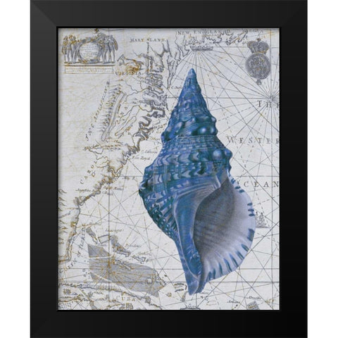 Seashell Collection 1 a Black Modern Wood Framed Art Print by Fab Funky