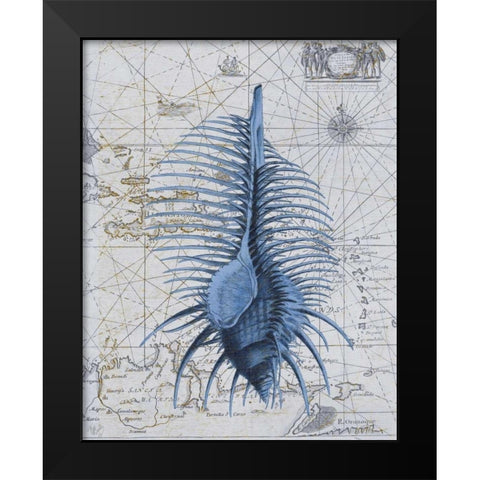 Seashell Collection 1 b Black Modern Wood Framed Art Print by Fab Funky
