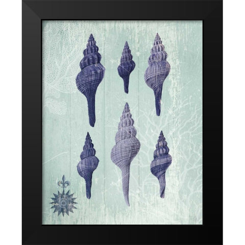 Seashell Collection 2 c Black Modern Wood Framed Art Print by Fab Funky