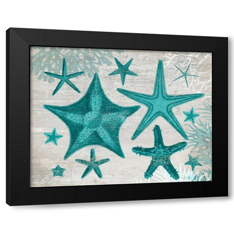 Green Starfish Collection Black Modern Wood Framed Art Print with Double Matting by Fab Funky