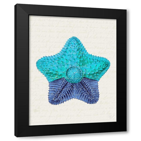 Starfish in Shades of Blue c Black Modern Wood Framed Art Print with Double Matting by Fab Funky