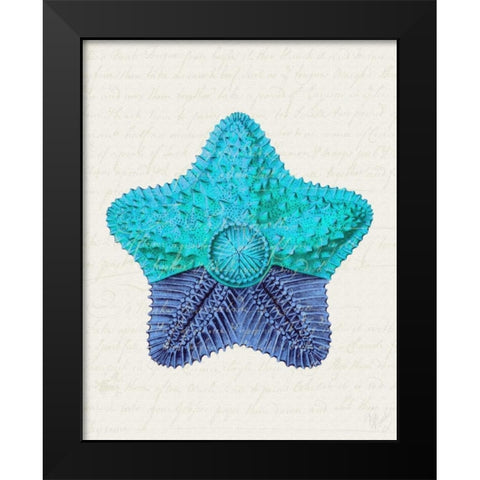 Starfish in Shades of Blue c Black Modern Wood Framed Art Print by Fab Funky