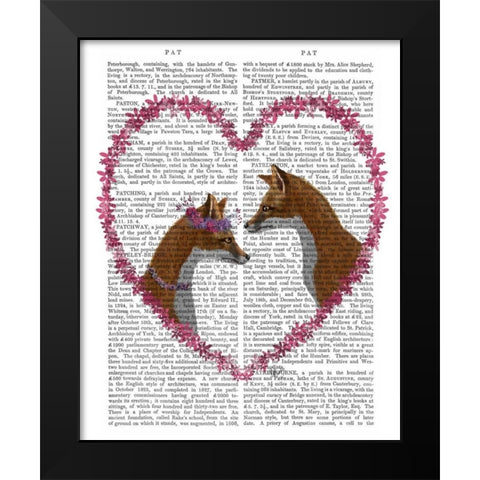 Foxes in Pink Heart Black Modern Wood Framed Art Print by Fab Funky