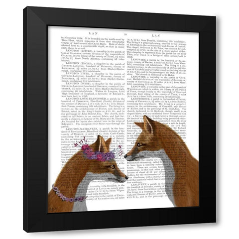 Fox Lovers Black Modern Wood Framed Art Print by Fab Funky
