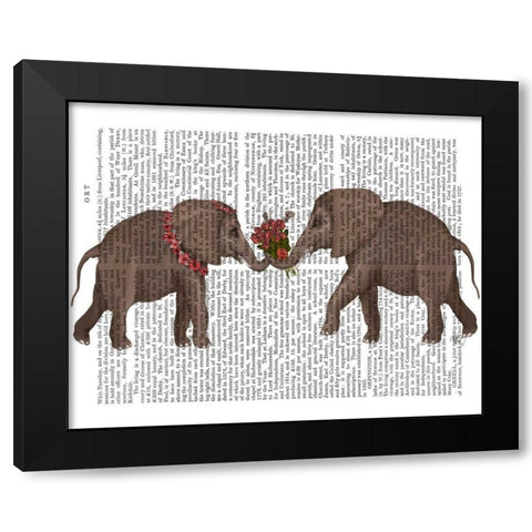 Elephant Bouquet, Landscape Black Modern Wood Framed Art Print with Double Matting by Fab Funky
