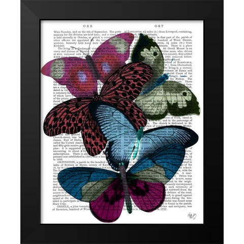 Big Bold Butterflies 1 Black Modern Wood Framed Art Print by Fab Funky