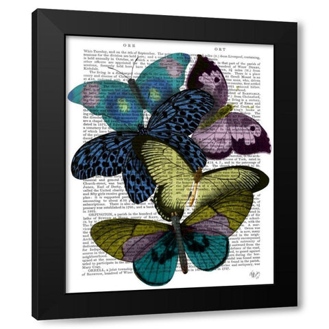 Big Bold Butterflies 2 Black Modern Wood Framed Art Print with Double Matting by Fab Funky
