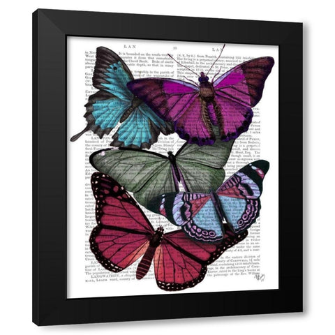 Big Bold Butterflies 3 Black Modern Wood Framed Art Print by Fab Funky