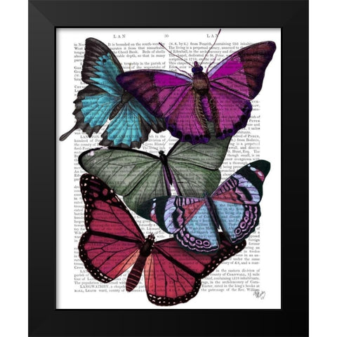 Big Bold Butterflies 3 Black Modern Wood Framed Art Print by Fab Funky