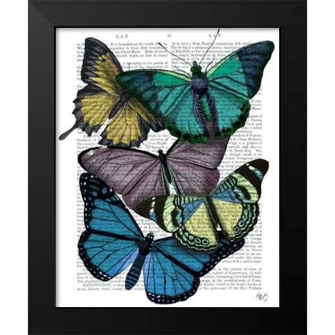 Big Bold Butterflies 4 Black Modern Wood Framed Art Print by Fab Funky