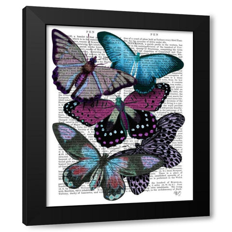 Big Bold Butterflies 5 Black Modern Wood Framed Art Print with Double Matting by Fab Funky