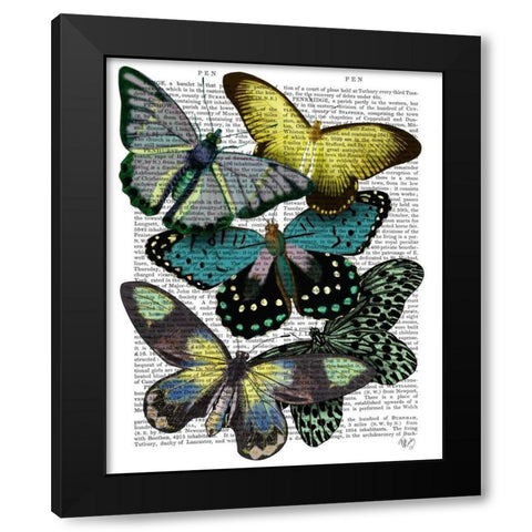 Big Bold Butterflies 6 Black Modern Wood Framed Art Print with Double Matting by Fab Funky