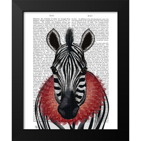 Zebra and Red Ruff Black Modern Wood Framed Art Print by Fab Funky