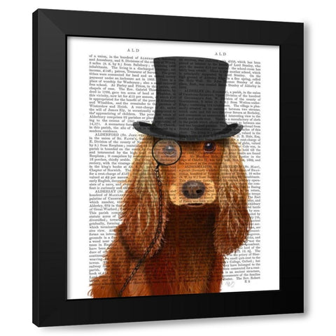Cocker Spaniel, Formal Hound and Hat Black Modern Wood Framed Art Print with Double Matting by Fab Funky