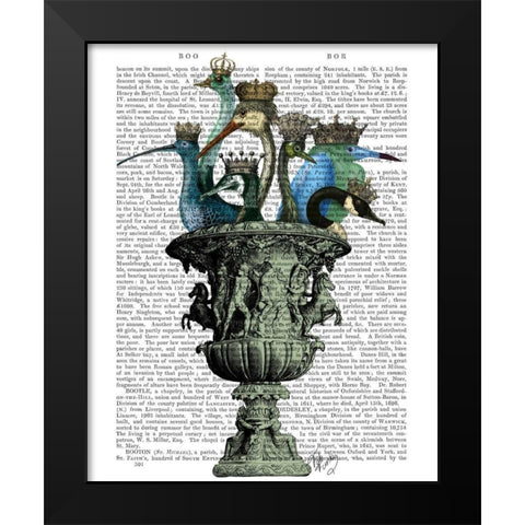 Bird Bath Black Modern Wood Framed Art Print by Fab Funky