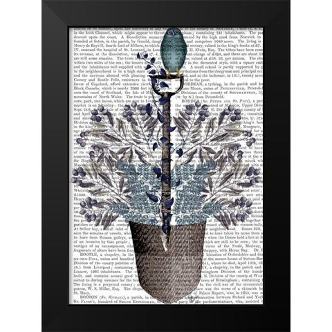 Garden Spade and Berries Black Modern Wood Framed Art Print by Fab Funky