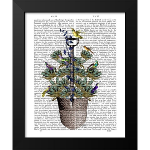 Garden Spade and Birds Black Modern Wood Framed Art Print by Fab Funky