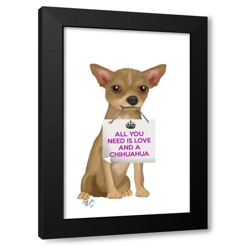 Love and Chihuahua Black Modern Wood Framed Art Print by Fab Funky