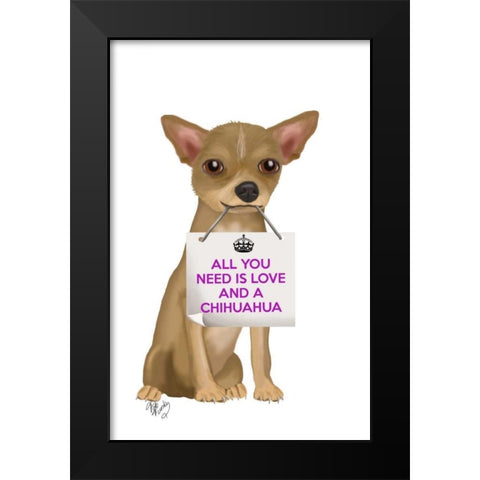 Love and Chihuahua Black Modern Wood Framed Art Print by Fab Funky