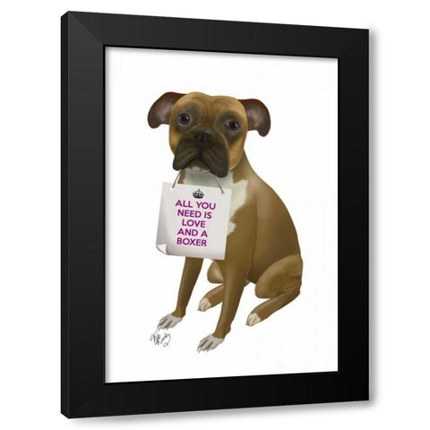 Love and Boxer Black Modern Wood Framed Art Print with Double Matting by Fab Funky
