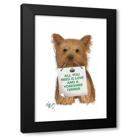 Love and Yorkshire Terrier Black Modern Wood Framed Art Print with Double Matting by Fab Funky