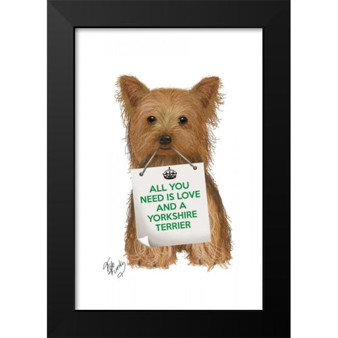 Love and Yorkshire Terrier Black Modern Wood Framed Art Print by Fab Funky