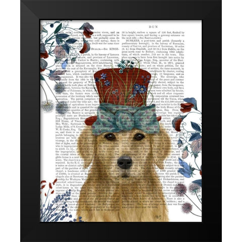 Golden Retriever Milliners Dog Black Modern Wood Framed Art Print by Fab Funky