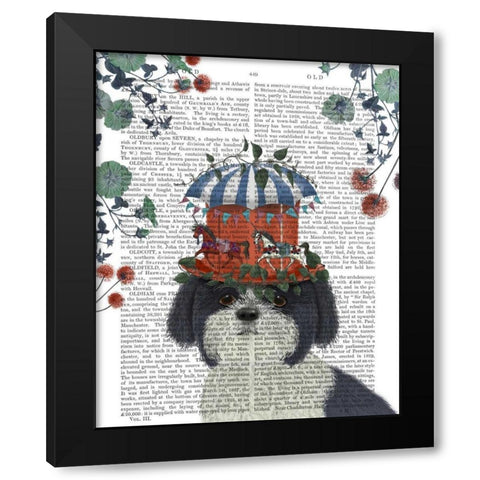 Shih Tzu Milliners Dog Black Modern Wood Framed Art Print by Fab Funky