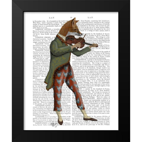 Fox Minstrel Black Modern Wood Framed Art Print by Fab Funky