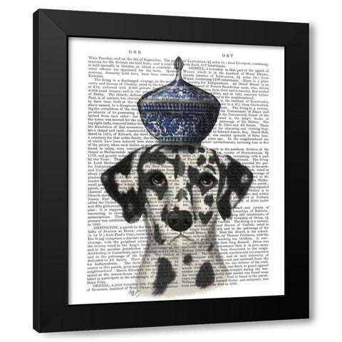 Dalmatian with Blue Vase Black Modern Wood Framed Art Print with Double Matting by Fab Funky