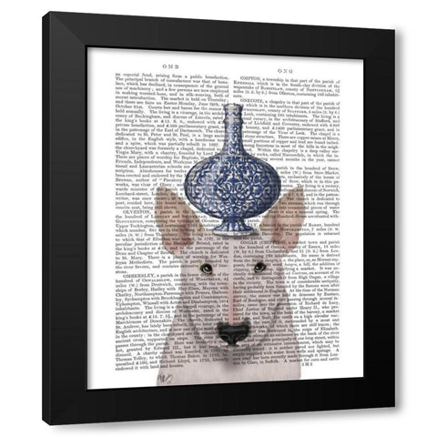 English Bull Terrier with Blue Vase Black Modern Wood Framed Art Print with Double Matting by Fab Funky