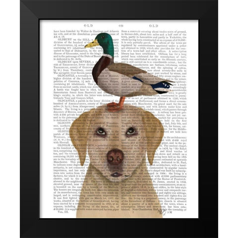 Labrador and Duck Black Modern Wood Framed Art Print by Fab Funky