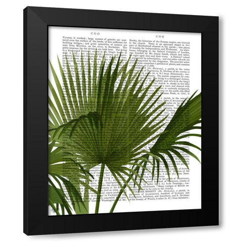 Fan Palm 1, Green on White Black Modern Wood Framed Art Print by Fab Funky