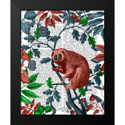 Slow Loris, Orange Black Modern Wood Framed Art Print by Fab Funky