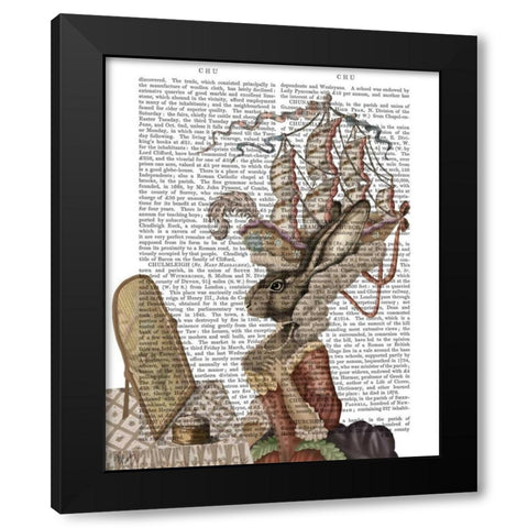 Bunny Antoinette Black Modern Wood Framed Art Print by Fab Funky