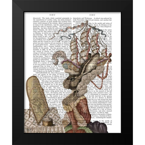 Bunny Antoinette Black Modern Wood Framed Art Print by Fab Funky