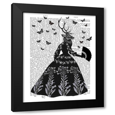 Black Deer Black Modern Wood Framed Art Print with Double Matting by Fab Funky