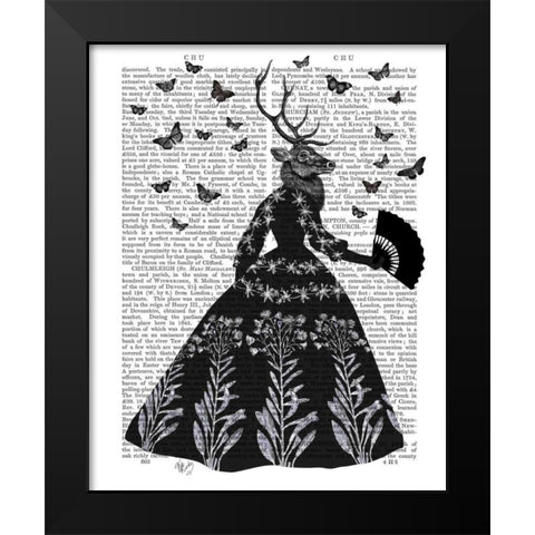 Black Deer Black Modern Wood Framed Art Print by Fab Funky