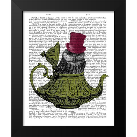 Owl In Teapot Black Modern Wood Framed Art Print by Fab Funky